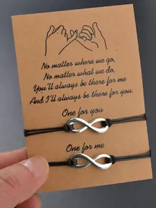 Alloy Infinite Symbol Couple Bracelets, Couple Bracelet Set, Bracelet For Couples, Adjustable Hand Jewelry for Women & Men for Party, Daily Clothing Decor, Trendy All-match Clean Girl Jewelry for Gift