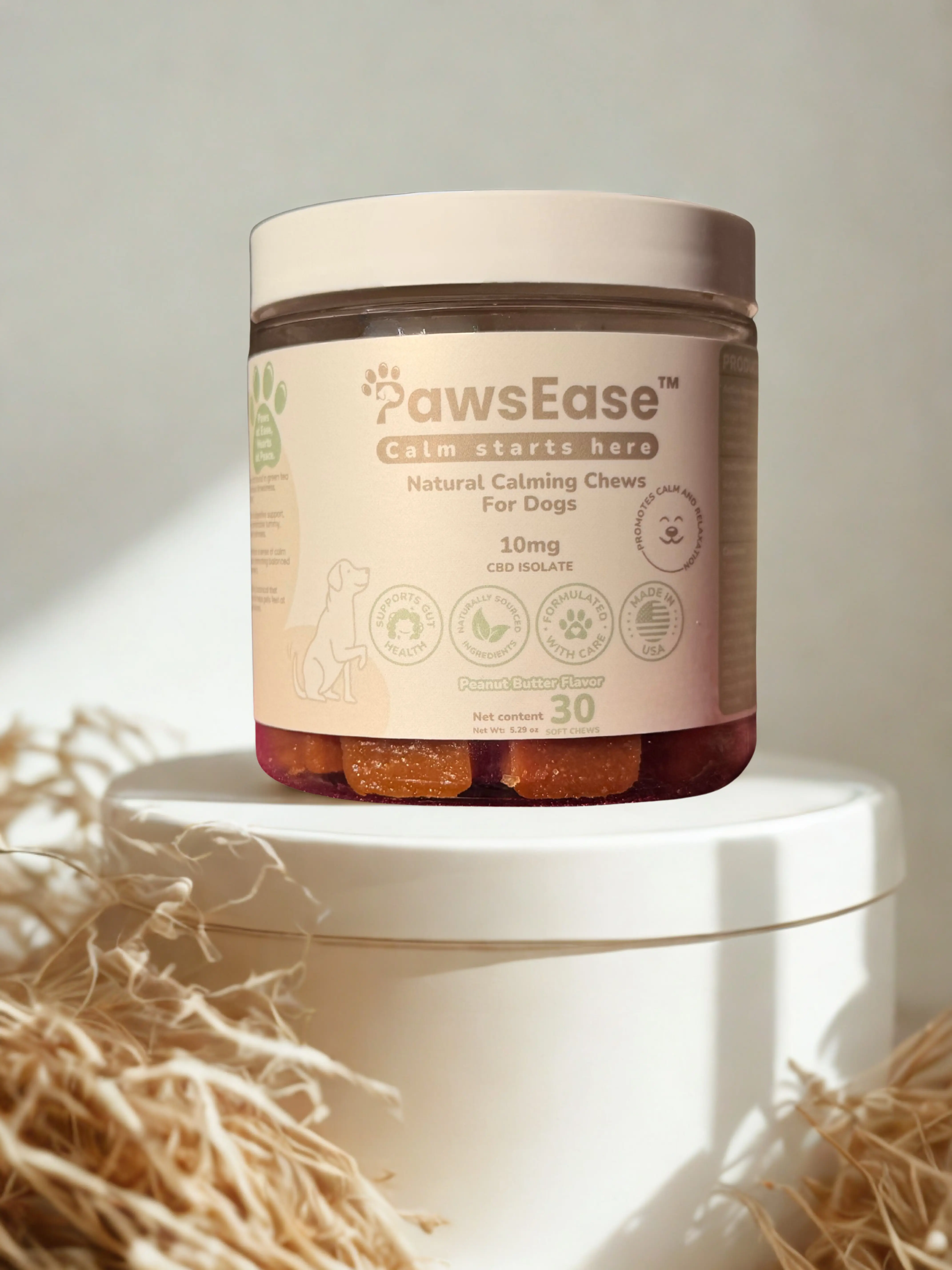PawsEase Calming Chews for Dogs - Daily Calm Support