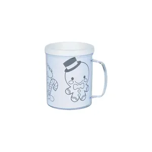 4" 8 oz. Color Your Own Gingerbread Reusable BPA-Free Plastic Mugs - 12 Ct.