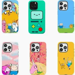 Cute Adventure Time Characters Collage Design Fan Art Magnetic Tough Case Phone Cover for Cartoon Network Fans Durable Protective Magsafe Case Funny Accessory Shockproof Cellphone Casing