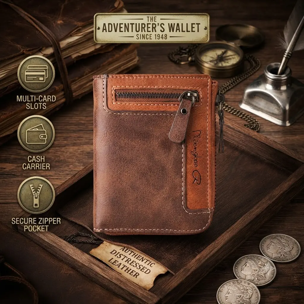 Men's PU Leather Vertical Business Wallet – High Capacity Card Holder with Zipper Coin Pocket & Multiple Card Slots