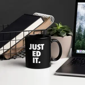 Funny “Just Edit It” Coffee Mug, Graphic Designer Humor Mug, Minimalist Work Desk Cup, Creative Editor Gift, Black Ceramic Office Mug