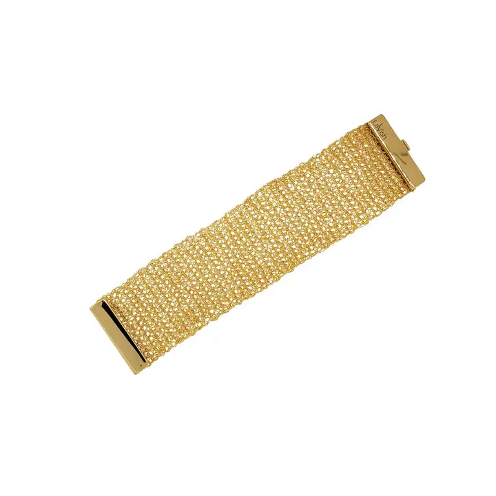 Gold Mesh Wire Crochet Bracelet – 2” Wide Cuff