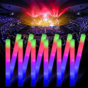 100 Pack Foam Glow Sticks Bulk Party Pack,Party Favors Supplies,3 Flashing Modes Glow In The Dark Party Supplies,Light Up Foam Sticks for Wendding Raves Camping Outdoor