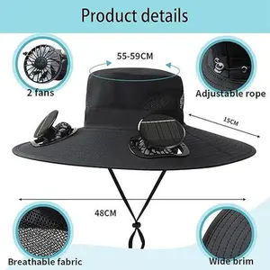 Outdoor Solar Fan Cap Dual Fan Three-speed Speed Regulation USB Fast Charge Sunscreen UV Protection Face Cover