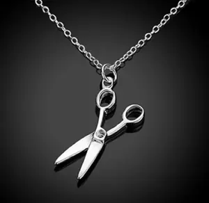 Scissors Pendant Necklace, Hair Stylist, Barber, Craft - Stainless Steel