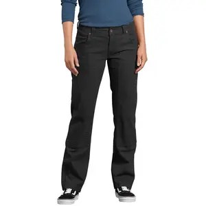 Dickies Women's Stretch Duck Double Front Carpenter Pant, Rinsed Black, 4
