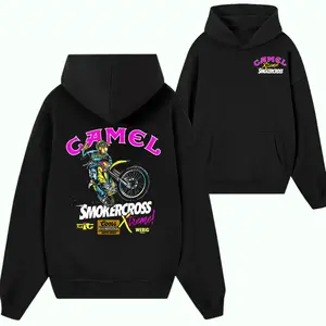 Camel Smokercross Vintage Racing Hoodie, Retro Motocross Biker Pullover, 90s Style Motorcycle Graphic Streetwear, Bold Neon Dirt Bike Outfit for Men Women