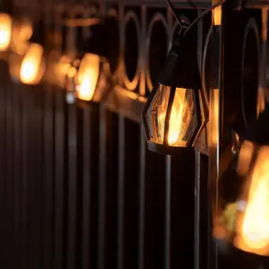Solar String Flame Lights - 10 Flickering LED Bulbs