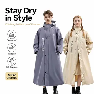 Unisex Waterproof Full-Body Long Trench Coat Rain Gear - Thickened 1-Piece with Large Hood, Baggy Design for E-Bikes, Outdoor Cycling, Spring & Summer Sports & Outdoor Use Wind Resistant Rainproof