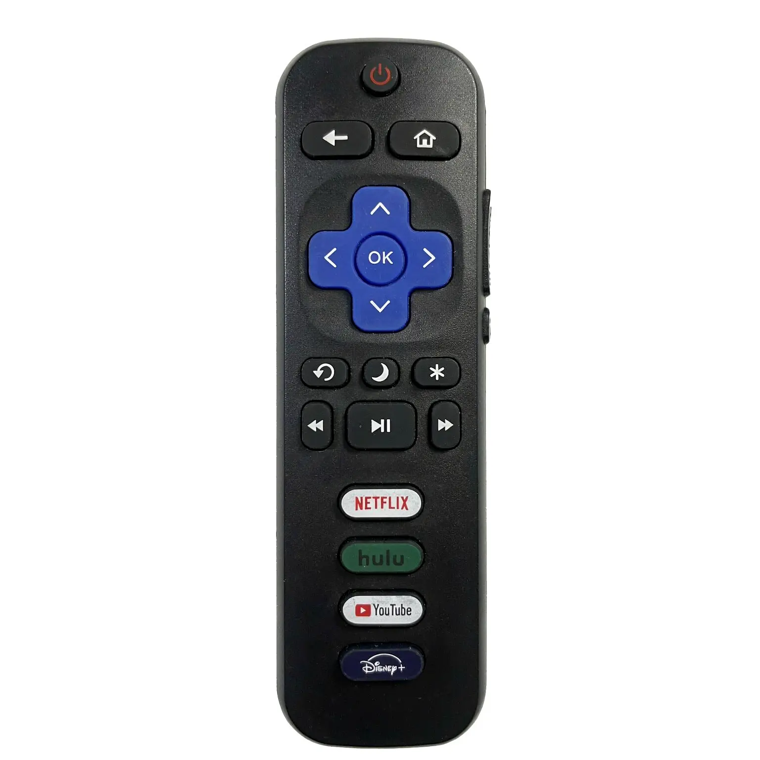 Replacement Remote Control for Roku TV, Compatible with TCL/Hisense/Onn/Sharp/Element/Westinghouse/Philips Roku Smart TVs, with Netflix Hulu YouTube Disney+ Shortcut Buttons (No Batteries)