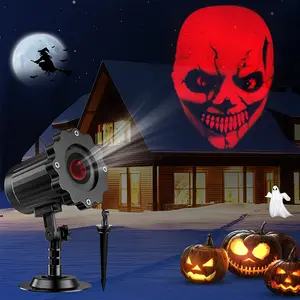 Halloween Projector Lights Outdoor Indoor - 3D Dynamic Red Skull Halloween Decorations, Waterproof Holiday Light for Window, Ground, Roof, Wall,Cemetery, Holiday Decor