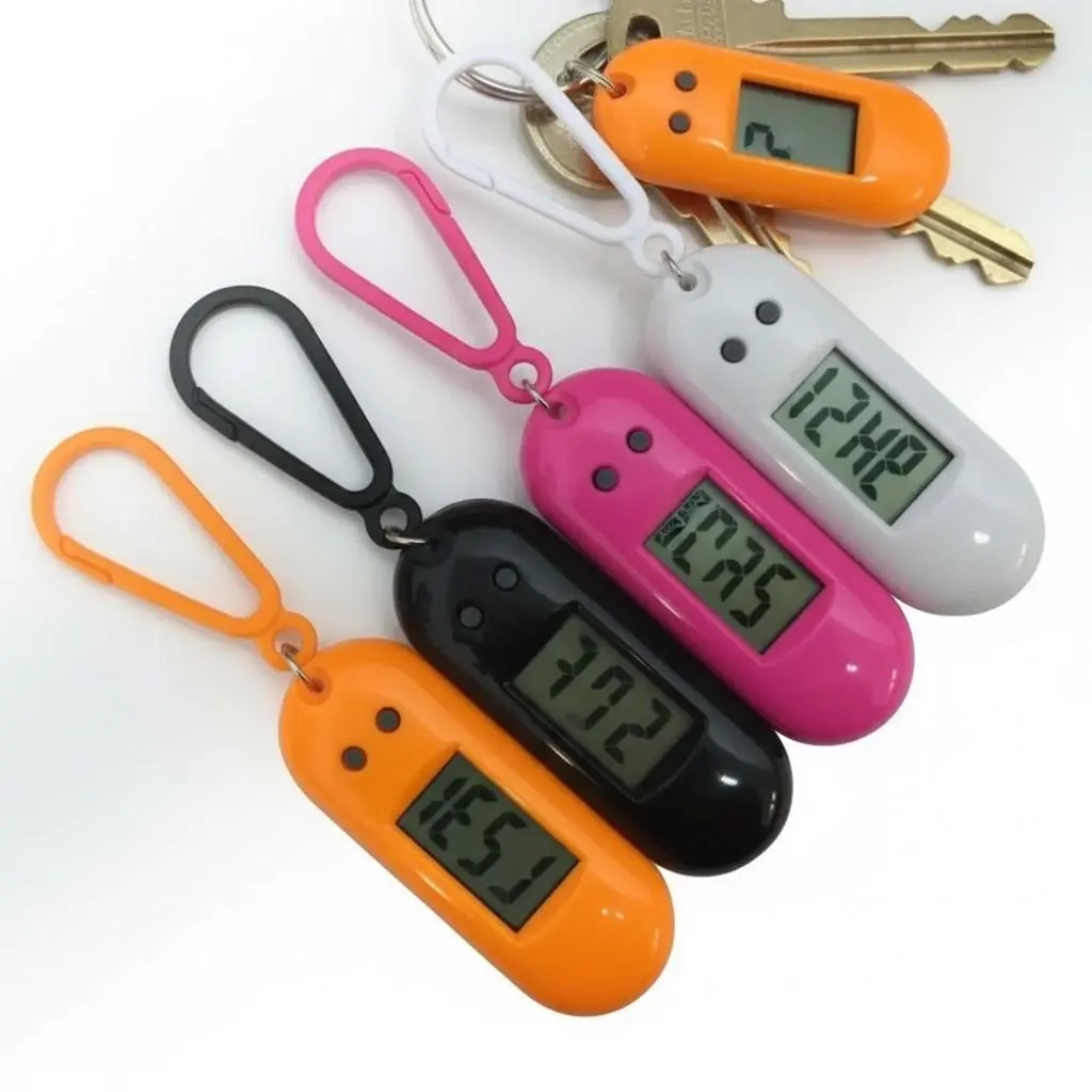 Oval Digital Watch Keychain: Portable Electronic Clock Keyring ...
