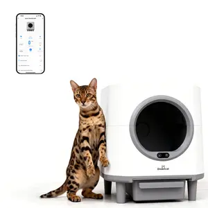 DreamCat Smart Self-Cleaning Enclosed Cat Litter Box with APP Control, Odor-Free, Moisture-Proof, Large Capacity, Automatic Cleaning, Ultra-Quiet Operation, Easy to Install & Wash, Includes Trash Bag, Deodorant Box, Floating Hair Brush high privacy