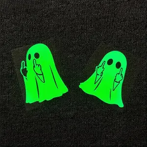 Halloween Glow-in-the-Dark Ghost Car Decals - Green Luminous Spooky Party Stickers (3x4") - Easy Apply & Removable for Indoor/Outdoor Decor