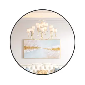 18 Inch Black Round Bathroom Mirror with 20mm Aluminum Frame, Shatter-Resistant Resin Fogless Glass – Wall Mounted Vanity Mirror for Entryway, Hallway, Bedroom, Living Room Decor.