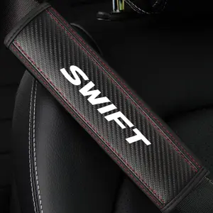 For Suzuki Swift Accessories, Seat Belt Shoulder Cover, PU Leather Carbon Fiber Stripes, Enhances Driving Comfort, 1pc or 2pcs