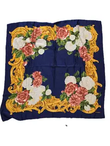 Pre-owned Chanel Navy Blue Silk Scarf 90cm