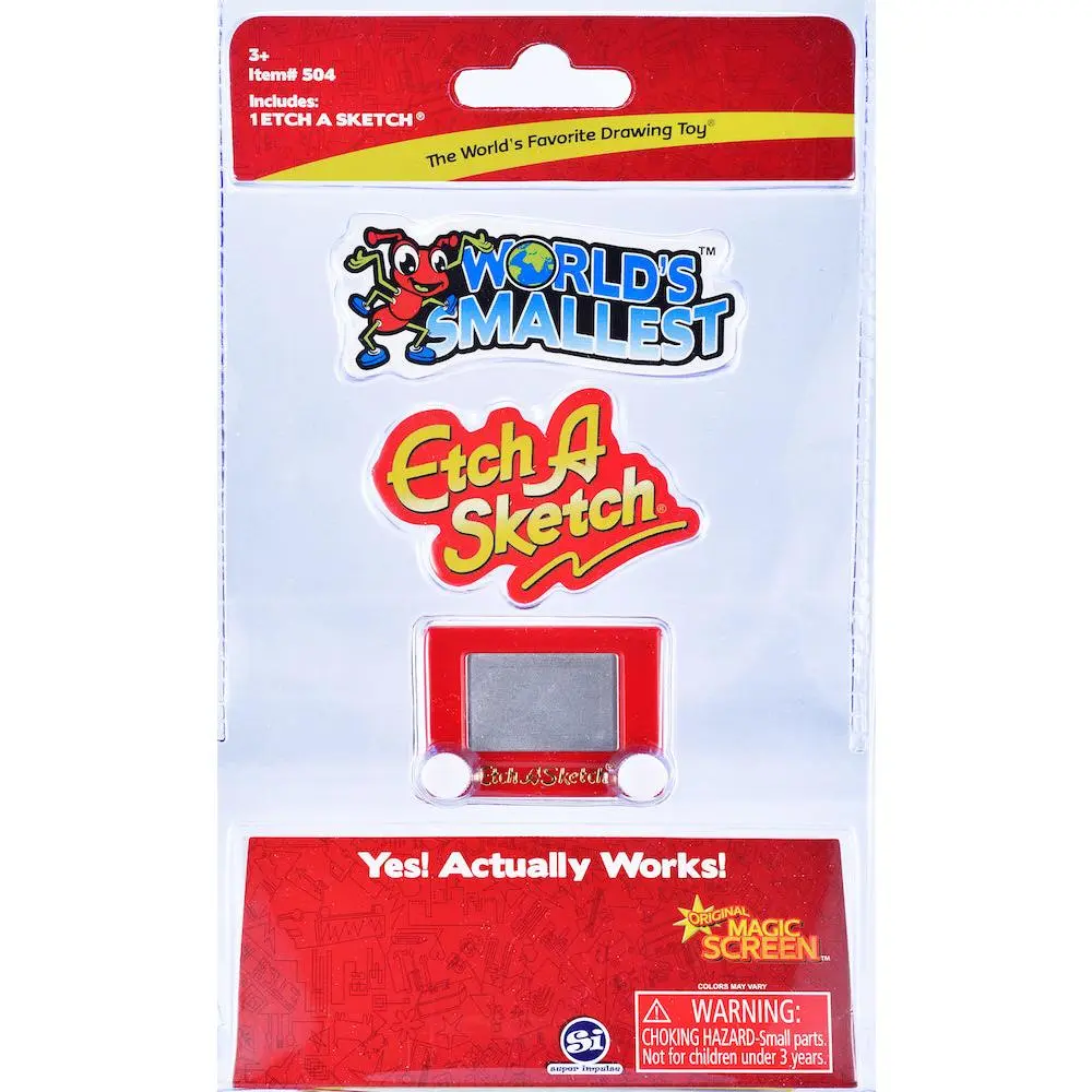 World’s Smallest Etch A Sketch – Mini Retro Drawing Toy, Classic Creative Art Board with Working Knobs, Pocket-Size Collectible for Kids and Adults, Perfect Gift for Travel and Desk Display