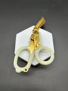 6-in-1 Outdoor Tactical Scissor (GOLD) - Glow handles Folding 420HC Steel with Ruler & Glass Breaker | Perfect for Camping, Hiking, Car Emergency Kit