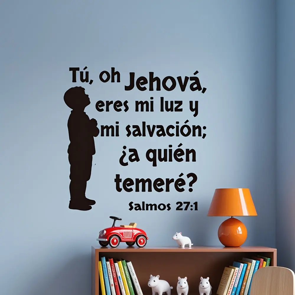 Spanish Bible Verse Wall Sticker, Decorative Wall Sticker, Interior Stickers, Wall Decal, Wall Decorations, Christian Inspirational Decor, Includes Jesus Prayer and Psalm 27:1, Home Decoration for Bedroom Living Room, Decoration Items