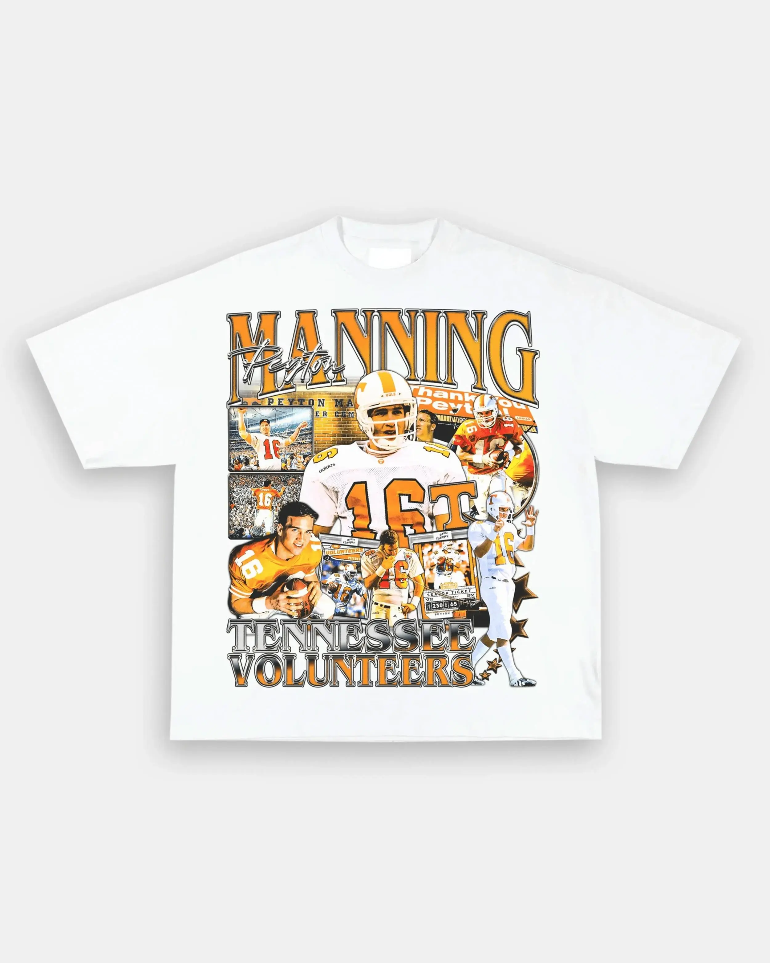 Men's Peyton Manning Tennessee Vintage Bootleg T-Shirt - Short-Sleeve, Fitted, Casual Style, Sportswear Streetwear Top, Shortsleeve, Retro, Round Neck, Tops, Personalized, Classic
