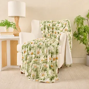 Americana Velvetsoft Throw Blanket – Single-Sided Soft Floral Design, Cozy Lightweight Flannel, American-Themed, Curl-Up, Gender Neutral, Full Synthetic, for Sofa & Bed, USA-Made Home Decor & Gifting, American-Themed Blankets, Curl-Up Blankets