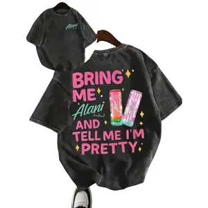Printed-Shirt With Bring Me Alani And Tell Me I'Pretty Crew Neck, Short Sleeve, Double-Sided, Washed, Suitable Holidays, Going Out, Home, Outdoors, GiftsMinimalist Style  Sweatshirt