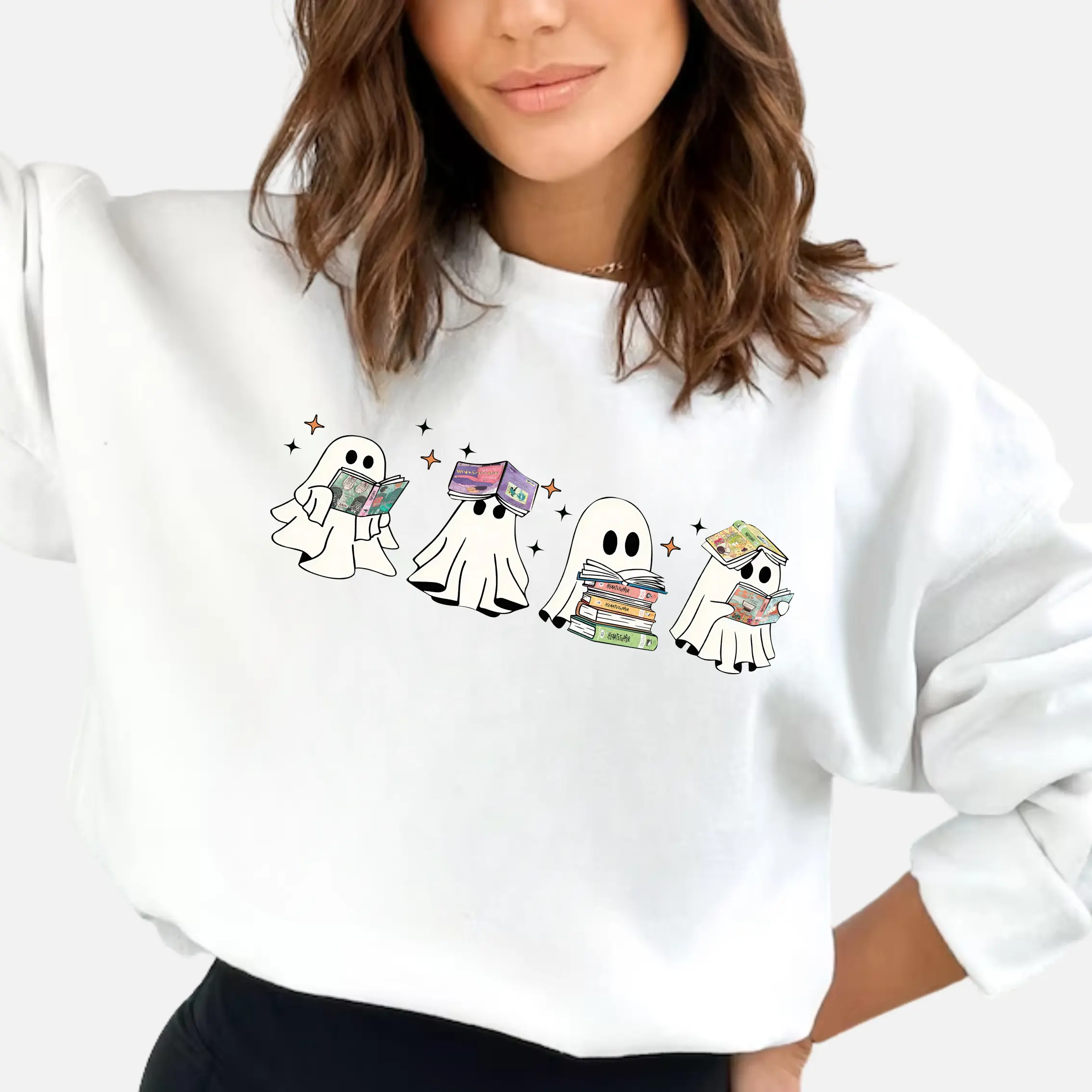 Heartstopper Ghost Comfort Color Shirt, Heartstopper Sweatshirt, Bookish Ghost Sweatshirt, Nick & Charlie, Book Reader, Book Ghosts,