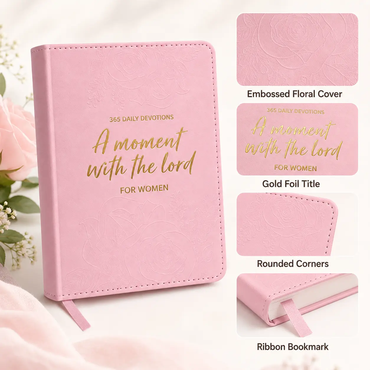 One Minute with God for WoMen, 365 Days Devotional Journal, Portable Daily Reflections NoteBook, Perfect Gift for Holidays Birthdays Christmas New Year, Self Improvement Journal