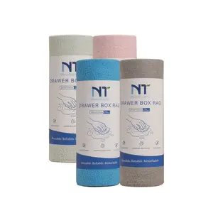 NT Dreams Cleaning Cloth Roll 8"x8" x 20 Pieces Absorbent Non-Woven Fabric Wipes Durable Soft Kitchen Dish Rag Washable for Home Office Multipurpose Household Supplies
