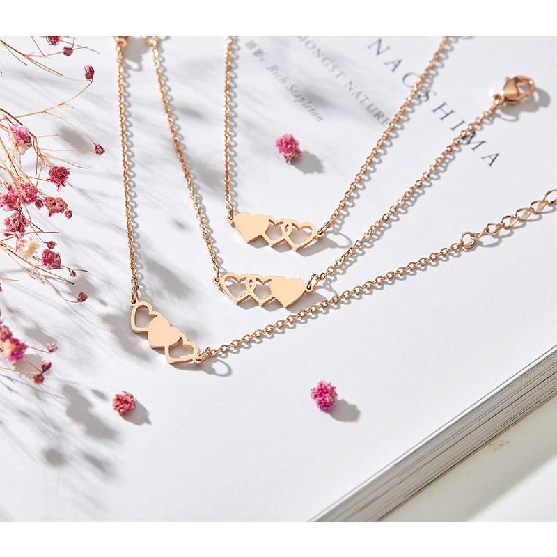 valentines gifts for gf 3 Sisters Bracelets Best Friends Necklace for 3 Set of 3 Heart Bracelets 3 BFF 3 Bestie Long Distance Friendship Gift