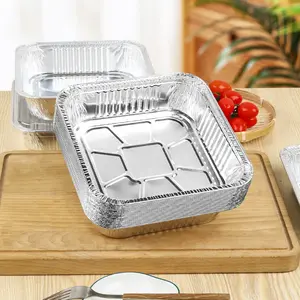 20-Pack 8.1 Inch Square Disposable Aluminum Foil Air Fryer Liners, Waterproof Oil-Proof Reusable Baking Trays, Non Toxic Bakeware for Home Kitchen Use