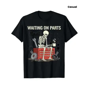 Waiting On Parts Funny Skeleton Auto Mechanic Technician T-Shirt For Men Women Couple | Trendy Tops Short Sleeve, Street Style, Comfort Tee, Casual Summer Tee, Must-Have Fashionable Tee
