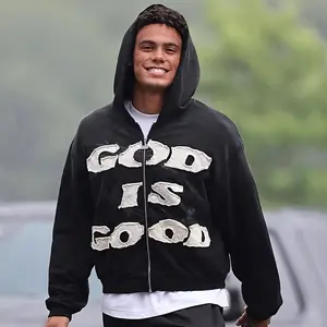 Mens & Womens Zip Up Hoodie God Is Good Graphic Sweatshirt Religious Faith Christian Streetwear Hooded Jacket Casual Fall Winter Long Sleeve Top Oversized Hip Hop Style Full Zip Hooded Coat For Teens Sweatshirts Womenswear