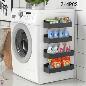 2/4 Tier Metal Magnetic Refrigerator Organizer Multi Functional Kitchen Bathroom Storage Rack Space Saving Minimalist Design