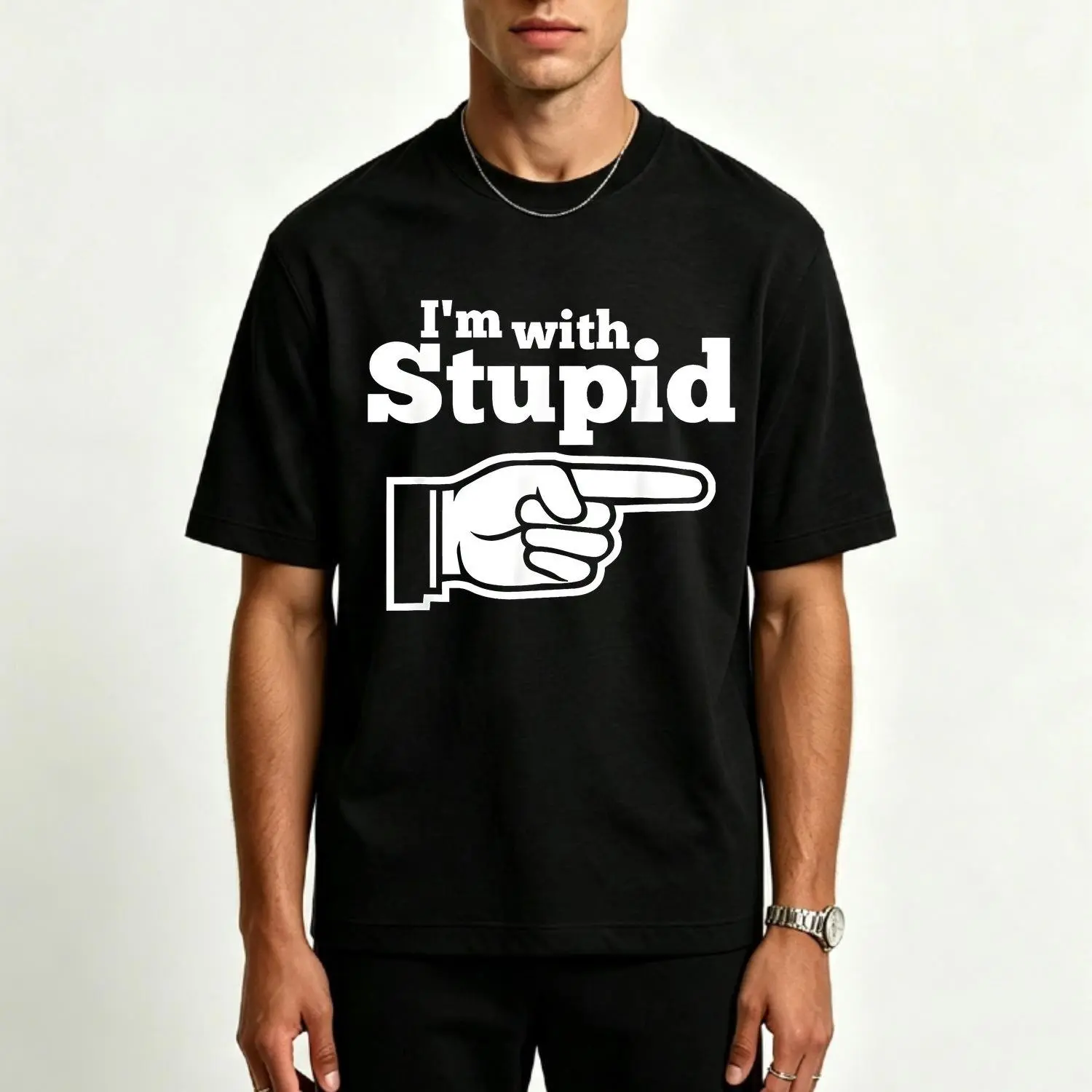 I'm With Stupid Shirt Design on Mens T Shirts Casual Graphic Tee Apparel Style