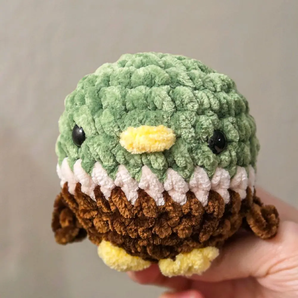 Marty the Mallard Duck Crochet Amigurumi - Handmade Green and Brown Plush Toy with Yellow Beak and Black Eyes