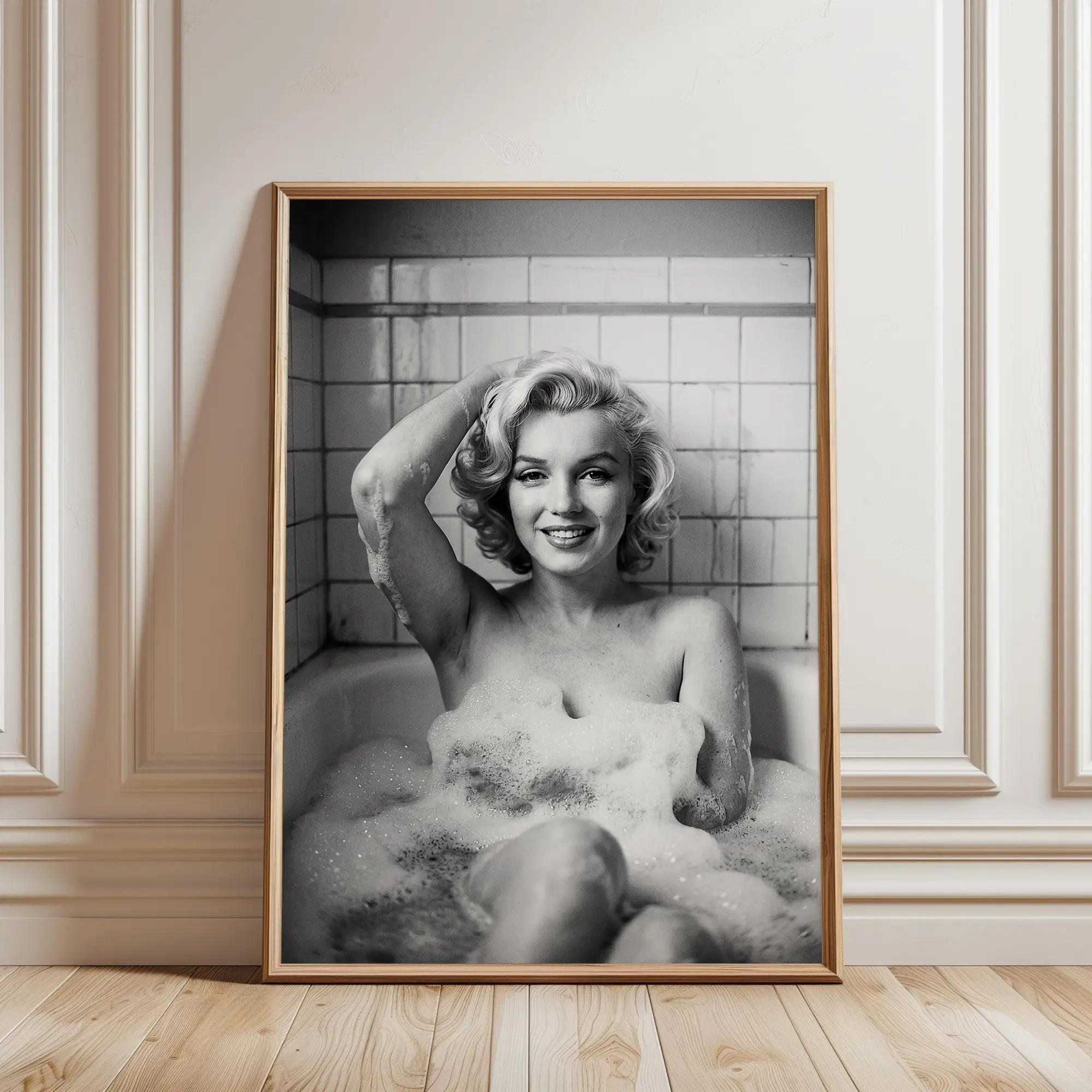 Marilyn Monroe Bathtub Print Mid Century Bathroom Decor Old Hollywood Wall Art Glamorous Celebrity Portrait Retro Aesthetic