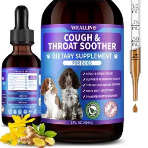 WEALLIN Natural Dog Cough Support Drops | Herbal Supplement for All Breeds | Soothing Respiratory Support & Immune Health | 60ml/2 Fl Oz