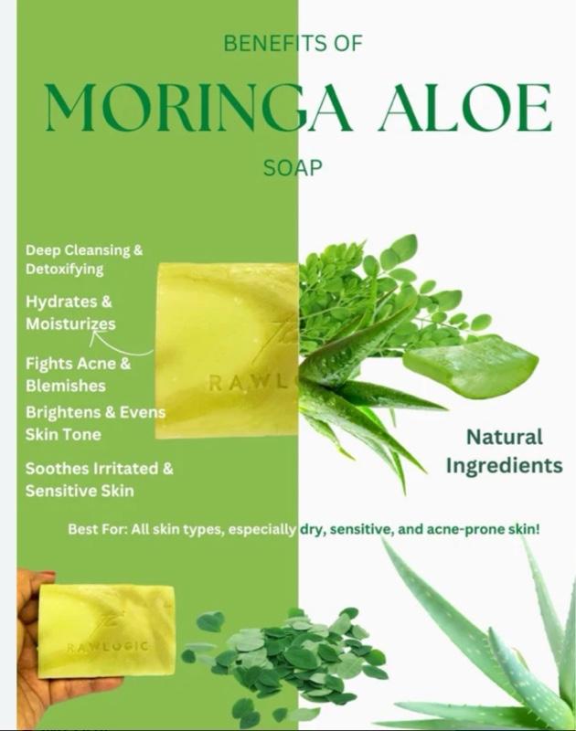 LovalocaessentialsLLC 3pcs Cerasee Detox Soap with Aloe & Moringa 100% Organic for Acne Hydration & Facial Blemishes Hydrating