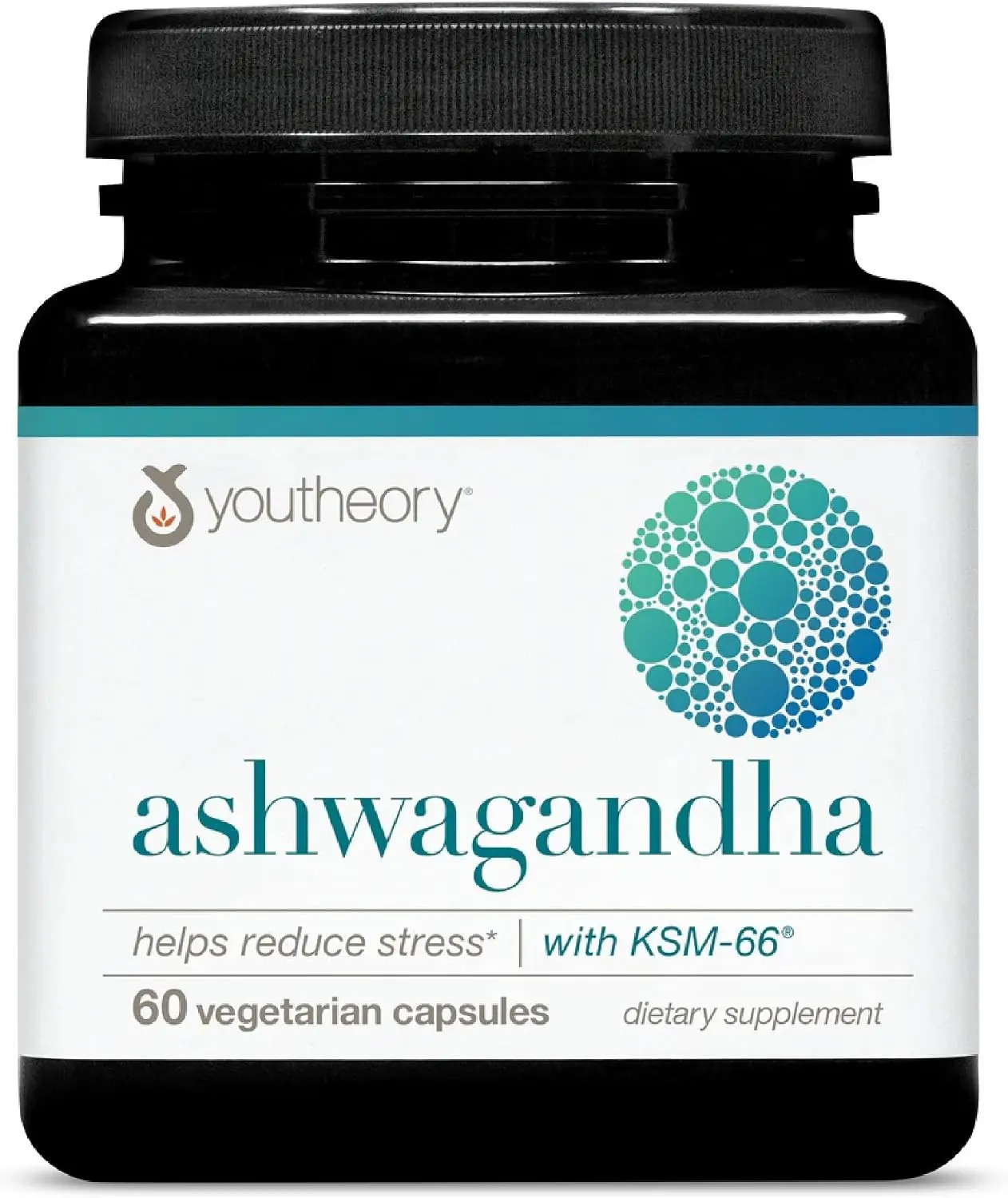 Youtheory Ashwagandha Supplement for Adults, 1000 mg, 60 Vegetarian Capsules, 30-Day Supply - Stress Relief & Cortisol Support, Adaptogenic Herbal Blend with Organic KSM-66 Ashwagandha & Ginger Dietary Herbals