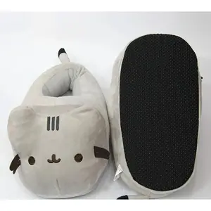 Cartoon Full Covered Cat Slippers Warm Winter Slides Soft Plush Doll Indoor Cute Anime Bedroom Shoes For Man Woman Home Use