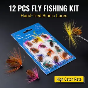 12pcs Hand-Tied Premium Fly Fishing Flies Kit, Bass Fishing Lure - Effective in Saltwater And Freshwater for Trout, Bass, Salmon - Increase Your Catch Rate