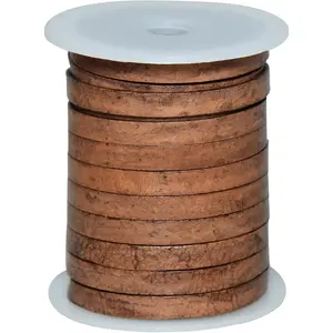 Flat String Cord for Making Necklace, Bracelets and Jewellery, Genuine Cowhide Leather Strap Braided Cord for Shoe Laces and DIY Crafts (Antique Brown Distressed, 5mm 10 Meters)