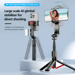 1-Axis Gimbal Stabilizer with Magnetic Fill Light, Anti-Shake Selfie Stick Tripod, Bluetooth Remote, Auto Balance Phone Stand, Aluminum Alloy Vlogging Gear for iPhone & Android