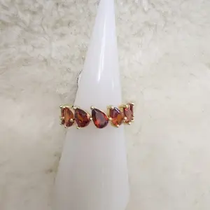 Gold Plated Orange-Red Ring Elegant Daily Wear Accessory, Versatile and Stylish for Any Outfit, Perfect Daily Companion