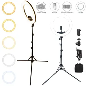 Professional 4800LM 17'' 480PCS LED Selfie Ring Light with 71" Tripod & Phone Holder & Carry Bag, Dimmable Phone Camera Lamp Light Adjustable, 0-3200K/0-6000K Lighting Accessories for Studio Photography Live