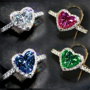 Luxury Heart Shaped Women's Wedding Engagement Rings Exquisite Jewelry Accessories for Valentine's Day