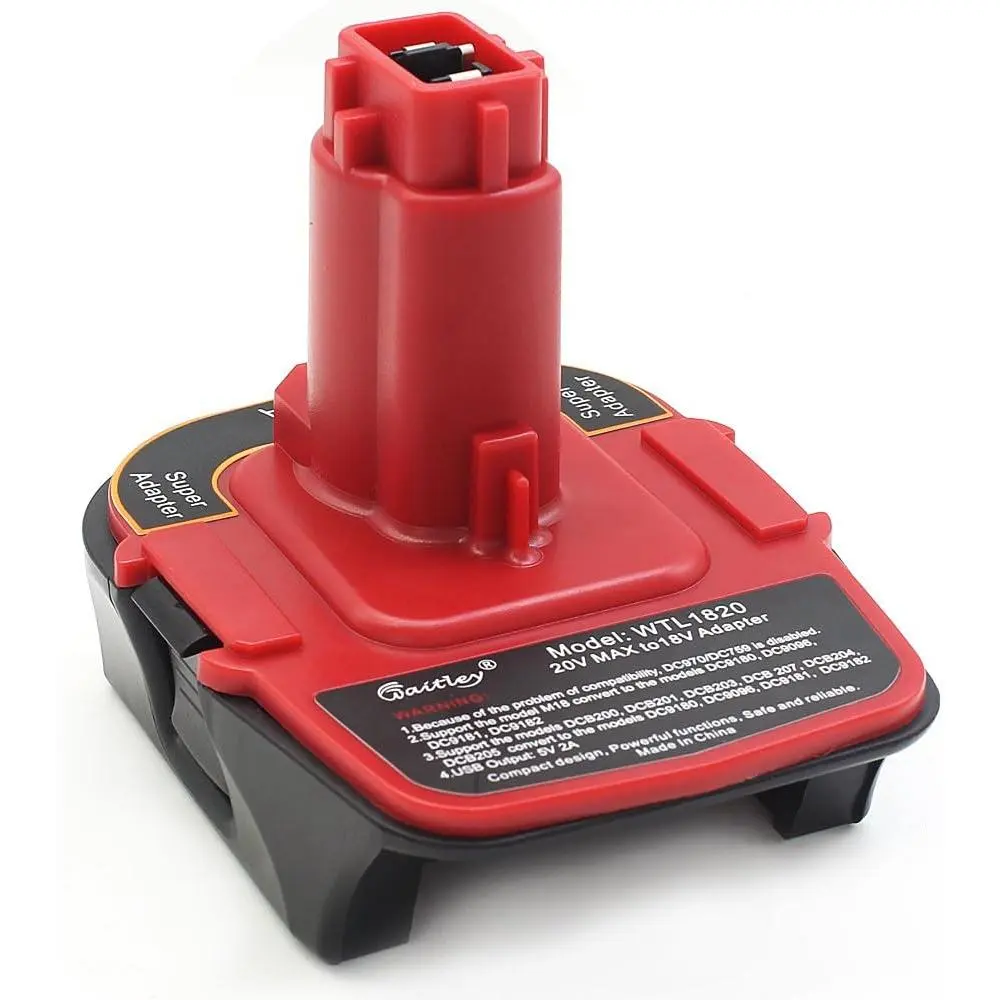 Dewalt DCA1820 18V-20V Max XR Battery Adapter, 5V/2.0A USB Port Function, Compatible with DC9096 DE9096 Power Tool Accessories